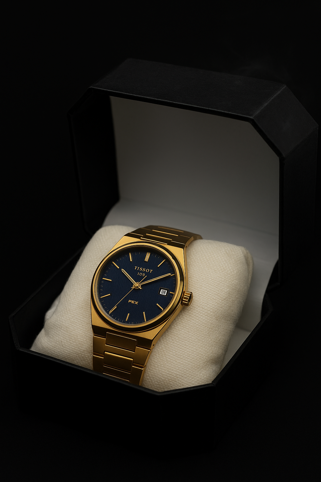 Tissot PRX Rose Gold With Deep Blue Textured Dial Watch