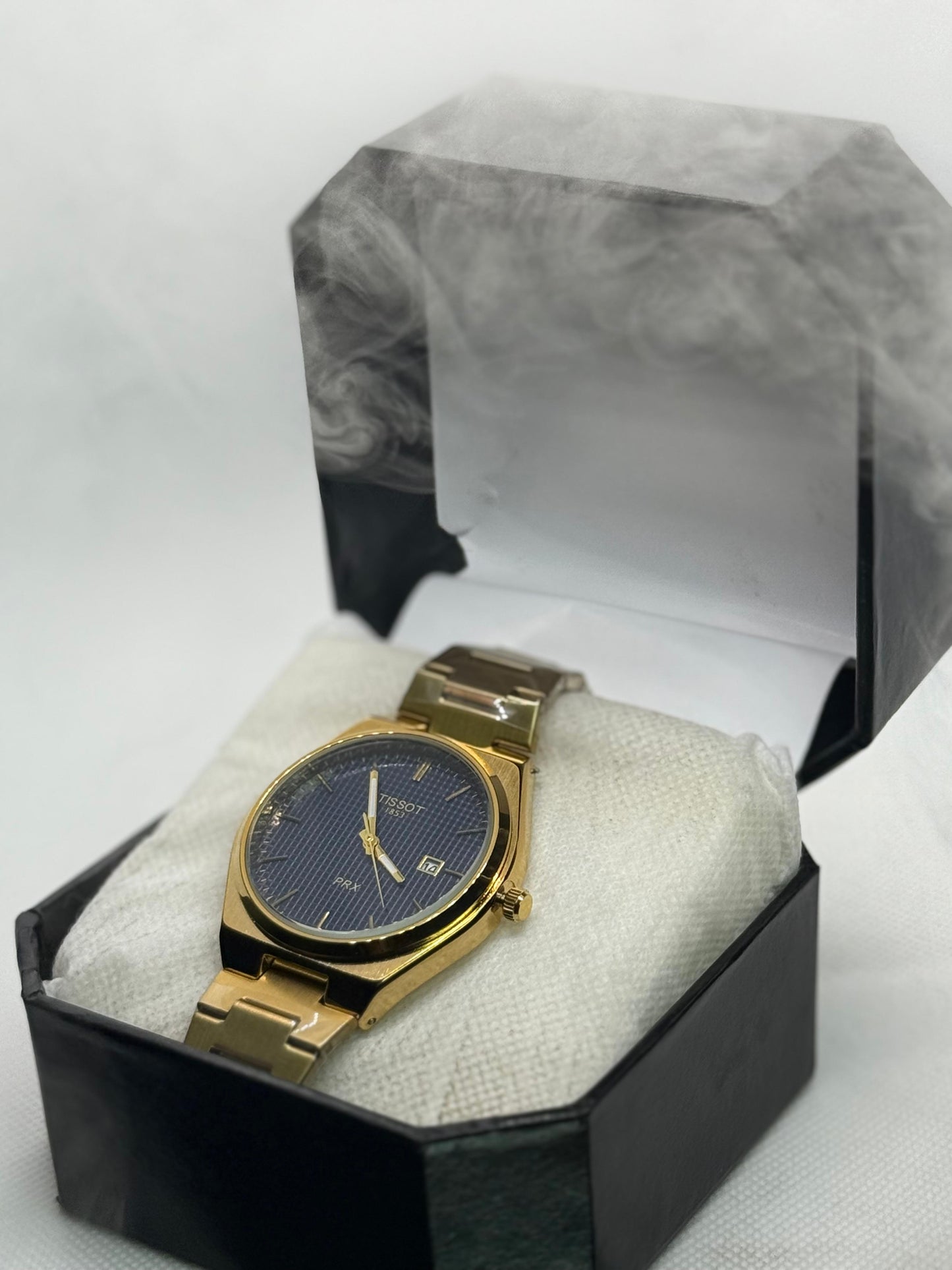 Tissot PRX Rose Gold With Deep Blue Textured Dial Watch