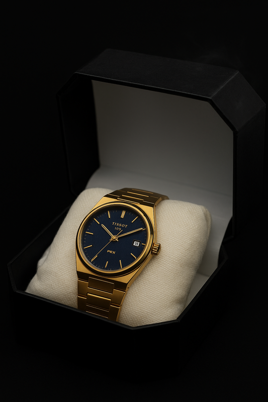 Tissot PRX Rose Gold With Deep Blue Textured Dial Watch