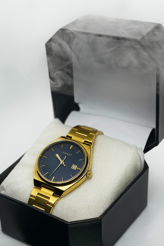 Tissot PRX Rose Gold With Deep Blue Textured Dial Watch