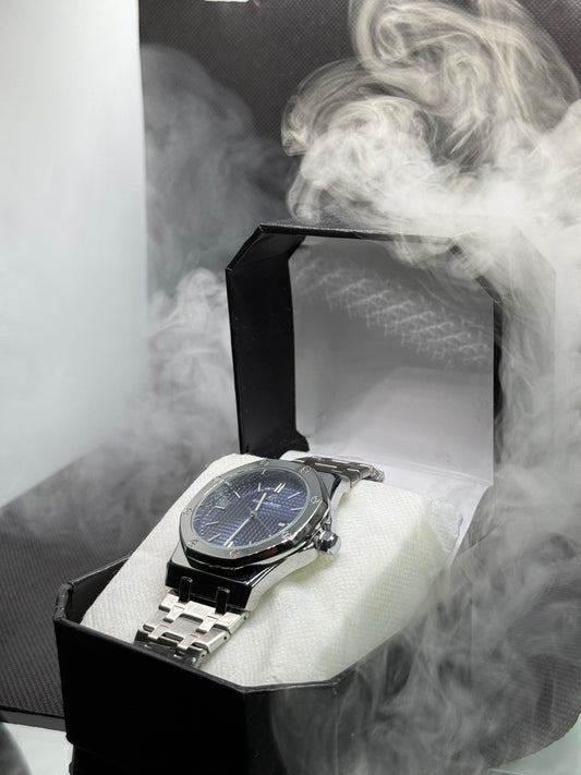 “Royal Oak Inspired Blue Dial Stainless Steel Luxury Watch”