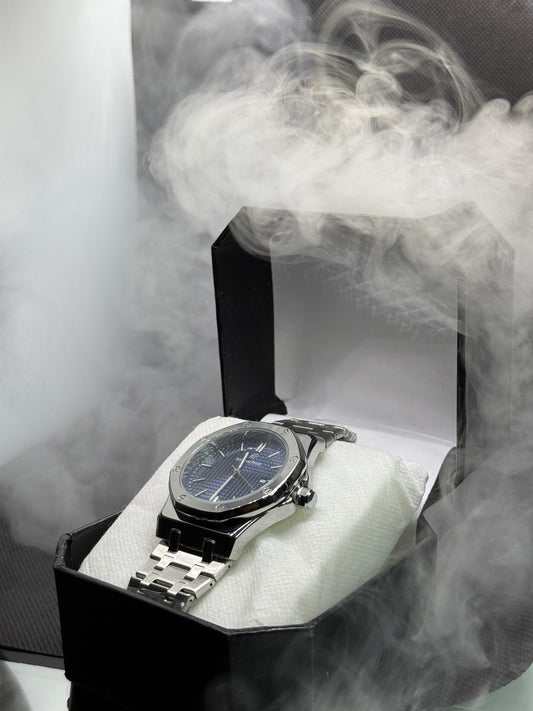 “Royal Oak Inspired Blue Dial Stainless Steel Luxury Watch”