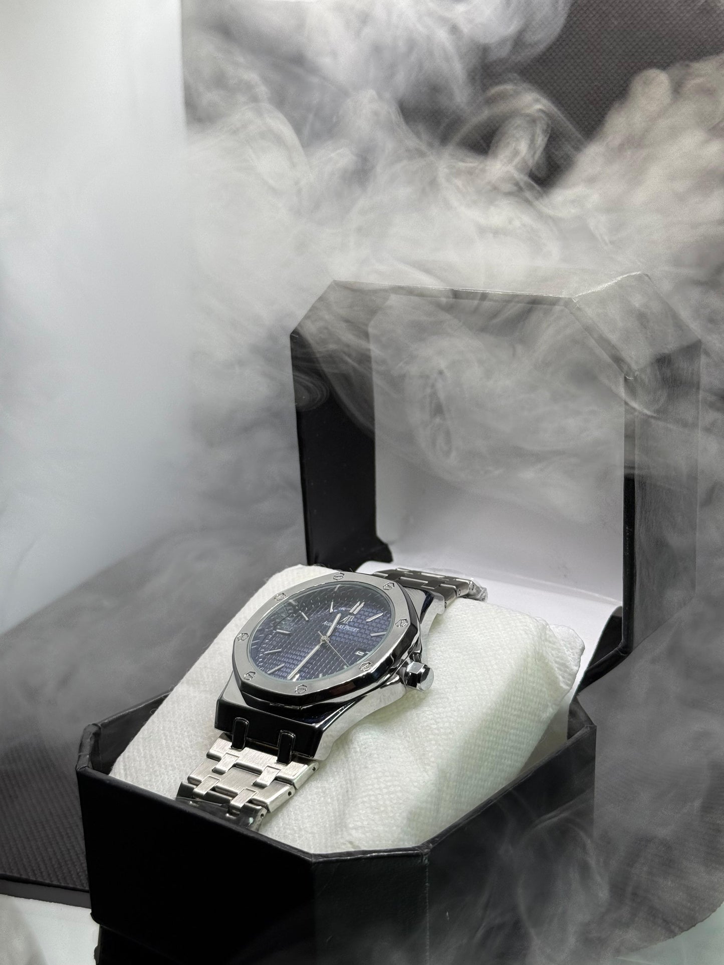 “Royal Oak Inspired Blue Dial Stainless Steel Luxury Watch”